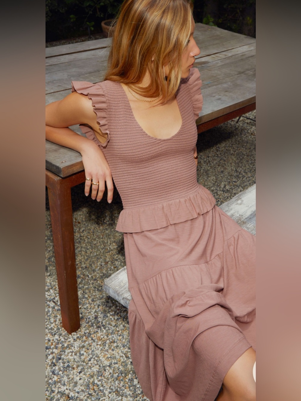 Nation LTD Fabienne Fused Ruffle Ruched Dress Mojave Brown Fairy Size XS - Picture 2 of 14